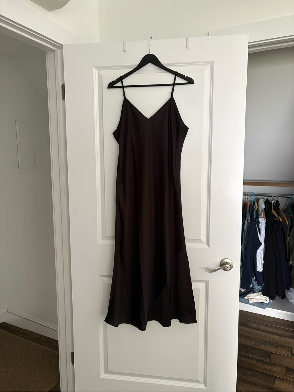 Knix Birds Papaya Black Spaghetti-Strap Midi Slip Dress